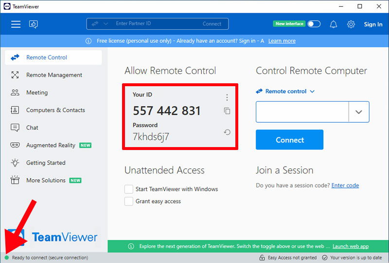 How to send access with Team Viewer - old interface